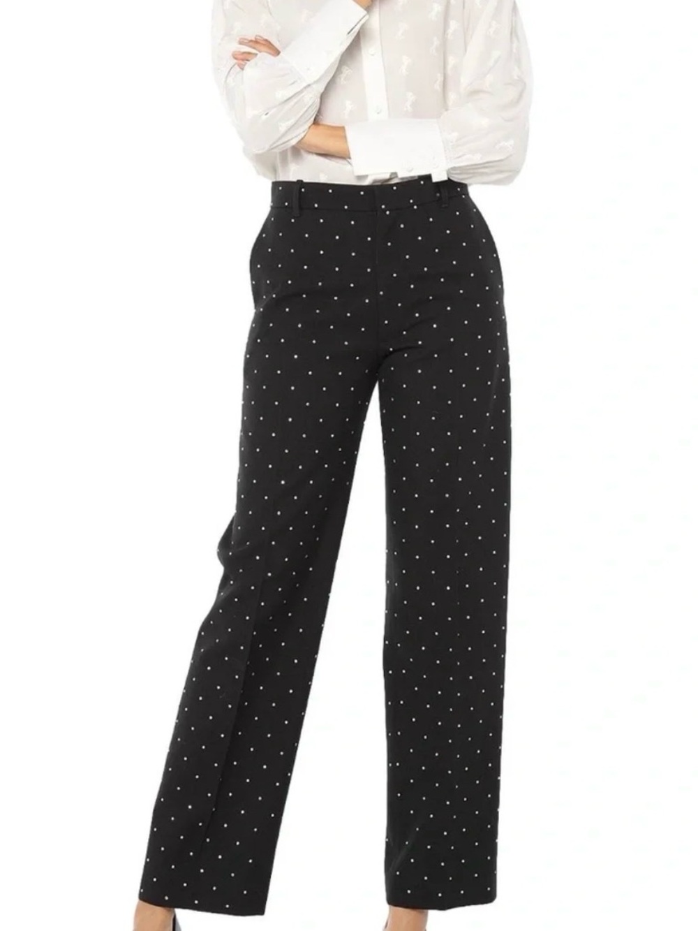 NWOT Balenciaga Rhinestone Wide-Leg Trousers IT36 AUTHENTIC